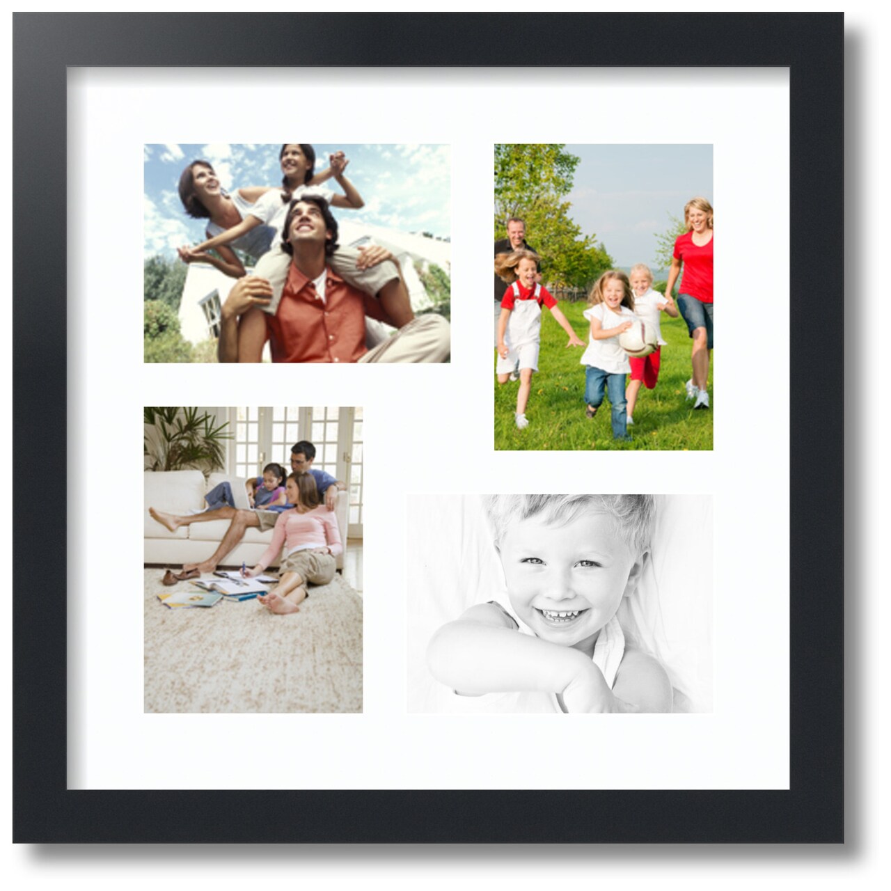 ArtToFrames Collage Photo Picture Frame with 4 - 5x7 inch Openings, Framed in Black with Over 62 Mat Color Options and Plexi Glass (CSM-3926-179)